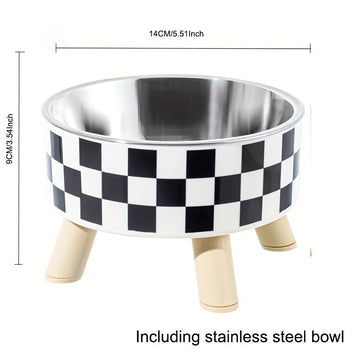 Plaid tall stainless steel bowl